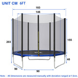 6FT Trampoline High Specification with with Jumping Sheet, Safety Enclosure Nets, Ladder and Anchor Kit, Outdoor Trampoline for Adults/Kids_24
