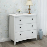 Large Chest of 3 Drawers White Cabinet Storage Unite Wood Anti-Bowing Supports_1