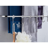 THREE Stagger Layers Towel Rack Upgraded with SIX Movable Hooks Stainless Steel Towel Bars Bathroom Accessories Set for Hanging Bath Sponge and Towels Bright Polishing 45CM