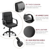 (SALE)High Back Mesh Desk Swivel Chair for Home Office Task Chair Adjustable Height Executive Chair Recline Mesh Seat(Black) (faux leather)_1