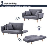 Sofa Bed Modern and Simple Gray Sofa Linen Fabric with Grab Living Room 2 Seater Sofa Couch Settee Recliner Sleeper Light Gray_7