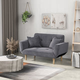 Sofa Bed Modern and Simple Gray Sofa Linen Fabric with Grab Living Room 2 Seater Sofa Couch Settee Recliner Sleeper Light Gray_10