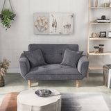 Sofa Bed Modern and Simple Gray Sofa Linen Fabric with Grab Living Room 2 Seater Sofa Couch Settee Recliner Sleeper Light Gray_0