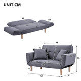 Sofa Bed Modern and Simple Gray Sofa Linen Fabric with Grab Living Room 2 Seater Sofa Couch Settee Recliner Sleeper Light Gray_12