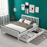 【New Product with discount price】Wooden Solid White Pine Storage Bed With Drawers Bed Furniture Frame For Adults, Kids, Teenagers 4ft6 Double (White 190x135cm)_11