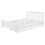 【New Product with discount price】Wooden Solid White Pine Storage Bed With Drawers Bed Furniture Frame For Adults, Kids, Teenagers 4ft6 Double (White 190x135cm)_18