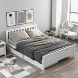 【New Product with discount price】Wooden Solid White Pine Storage Bed With Drawers Bed Furniture Frame For Adults, Kids, Teenagers 4ft6 Double (White 190x135cm)_5