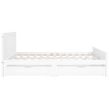 【New Product with discount price】Wooden Solid White Pine Storage Bed With Drawers Bed Furniture Frame For Adults, Kids, Teenagers 4ft6 Double (White 190x135cm)_16