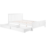 【New Product with discount price】Wooden Solid White Pine Storage Bed With Drawers Bed Furniture Frame For Adults, Kids, Teenagers 4ft6 Double (White 190x135cm)_20