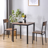 Dining Table and 2 Chairs Wooden Steel Frame Industrial Style Retro Kitchen Dining Table Set (Rustic Brown)_1