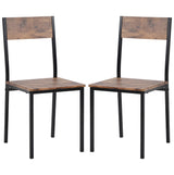 Dining Table and 2 Chairs Wooden Steel Frame Industrial Style Retro Kitchen Dining Table Set (Rustic Brown)_15