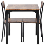 Dining Table and 2 Chairs Wooden Steel Frame Industrial Style Retro Kitchen Dining Table Set (Rustic Brown)_6