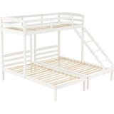 (28550890KAA)Bunk Bed Triple Sleeper with Side Ladder for Children and Teens 3FT, White (90x190cm,90x200cm)_10