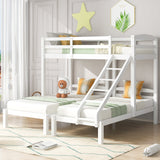 (28550890KAA)Bunk Bed Triple Sleeper with Side Ladder for Children and Teens 3FT, White (90x190cm,90x200cm)_1