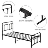 Metal Bed Frame, 3FT Solid Platform Bed with Headboard and Footboard for Adult Kids Teenagers, Steel Slat Support, Underbed Storage Space (Single 90*190 cm, Black)_16