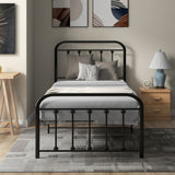 Metal Bed Frame, 3FT Solid Platform Bed with Headboard and Footboard for Adult Kids Teenagers, Steel Slat Support, Underbed Storage Space (Single 90*190 cm, Black)_1
