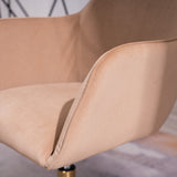 New Velvet Fabric Material Adjustable Height Swivel Home Office Chair For Indoor Office With Gold Legs,Coffee Brown_4