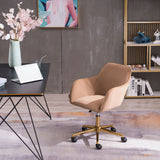 New Velvet Fabric Material Adjustable Height Swivel Home Office Chair For Indoor Office With Gold Legs,Coffee Brown_1