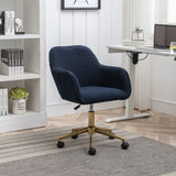 New Teddy Fabric Material Adjustable Height Swivel Home Office Chair For Indoor Office With Gold Legs,Dark Blue_0