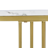 Round Coffee Tables, Removable Set of 2 End Table, Nesting Tables with Gold Metal Frame Legs and Marble Pattern Top for Living Room, Bedroom, Office, Balcony, Apartment_14