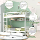 Bunk Bed, Kids Children, 3FT Solid Pine Wood Single Bed Frame & under Bed Slide Drawer Storage, with Shelf, White (90x190cm)_5