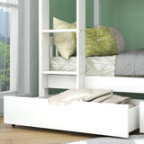 Bunk Bed, Kids Children, 3FT Solid Pine Wood Single Bed Frame & under Bed Slide Drawer Storage, with Shelf, White (90x190cm)_14