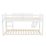 Children's Cabin Bed Frame with Slide & Ladder, Bunk Bed for Kids with Adjustable Ladder and Slide, Adjustable Lower Bed (White, 190x90cm+200x90cm)_11
