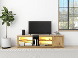 TV Stand Cabinet  Industrial TV Table Modern TV Cabinet Stand with Open Storage Shelf and One  Cabinet for Living Room Home Entertainment Center Rustic Brown 180*35*47_5