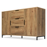 Sideboard Cabinet for Living Room, Chest of Drawers with with 2 doors and 3 drawers, Adjustable shelf, Dark Oak, 40D x 120W x 76H centimetres_2