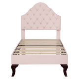 Upholstered bed 90*190 with slatted frame and headboard, Upholstered bed with height-adjustable headboard, Youth bed, Single bed, Wooden slat support, Easy assembly, Velvet, Pink_10