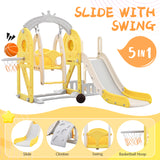 5 in 1 Children's Slide and Climbing Toy, Children's Slide, Climbing, Storage, Swing, Basketball Hoop. Made of HDPE. With Cartoon Image._4
