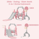 Children's Slide, 5 in 1 Multiplayer toddler slide with basketball stand, football goal, swings, climbing ladder, indoor and outdoor use_2