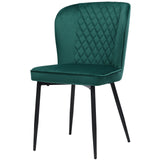 Velvet  dining chair (2 pcs), dark green, Modern Vanity Chair Kitchen Accent Occasional Chair with Metal Legs for Dining Room Living Room,upholstered chair  with backrest,seat in velvet metal_8