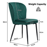 Velvet  dining chair (2 pcs), dark green, Modern Vanity Chair Kitchen Accent Occasional Chair with Metal Legs for Dining Room Living Room,upholstered chair  with backrest,seat in velvet metal_2