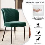 Velvet  dining chair (2 pcs), dark green, Modern Vanity Chair Kitchen Accent Occasional Chair with Metal Legs for Dining Room Living Room,upholstered chair  with backrest,seat in velvet metal_4
