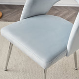 Set of 4 Modern Velvet Dining Chair, Thick Upholstered Kitchen Tub Chair with Loop Backrest and Metal Legs, Living Room Reception Leisure Chairs, for Bedroom/Lounge/Office/Kitchen (Light Grey_14