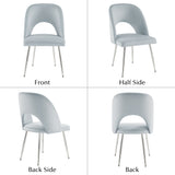 Set of 6 Modern Velvet Dining Chair, Thick Upholstered Kitchen Tub Chair with Loop Backrest and Metal Legs, Living Room Reception Leisure Chairs, for Bedroom/Lounge/Office/Kitchen (Light Grey_3