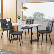 117×68cm Dining Table with 4 Chairs Set, Rectangular Dining Table Modern Kitchen Table Set,Dark Grey Linen Dining Chair,Black Table Legs_0