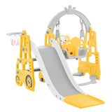 4 in 1 Children's slide and swing toys, children's slide, climbing, swing, basketball hoop. Freestanding slide for boys and girls, high quality, made of polyethylene. With cute cartoon image._9