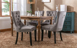 Set of 4 Modern Upholstered Velvet Dining Chairs, High-end Tufted Contemporary Kitchen Lounge Chairs with Solid Wood Legs, Riveted Trim and Knocker Ring, for Dining Room Living Room Restauran_13