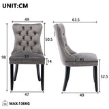 Set of 4 Modern Upholstered Velvet Dining Chairs, High-end Tufted Contemporary Kitchen Lounge Chairs with Solid Wood Legs, Riveted Trim and Knocker Ring, for Dining Room Living Room Restauran_4