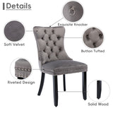 Set of 4 Modern Upholstered Velvet Dining Chairs, High-end Tufted Contemporary Kitchen Lounge Chairs with Solid Wood Legs, Riveted Trim and Knocker Ring, for Dining Room Living Room Restauran_2