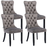 Set of 4 Modern Upholstered Velvet Dining Chairs, High-end Tufted Contemporary Kitchen Lounge Chairs with Solid Wood Legs, Riveted Trim and Knocker Ring, for Dining Room Living Room Restauran_1