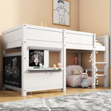 Household bed, children's bed, bunk bed, with two boards, anti-graffiti, with small shelf, 90*190cm, white_3