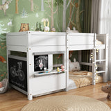 Household bed, children's bed, bunk bed, with two boards, anti-graffiti, with small shelf, 90*190cm, white_1