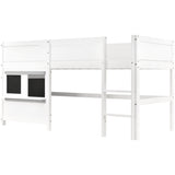 Household bed, children's bed, bunk bed, with two boards, anti-graffiti, with small shelf, 90*190cm, white_11