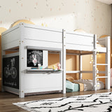 Household bed, children's bed, bunk bed, with two boards, anti-graffiti, with small shelf, 90*190cm, white_5