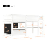 Household bed, children's bed, bunk bed, with two boards, anti-graffiti, with small shelf, 90*190cm, white_17