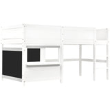 Household bed, children's bed, bunk bed, with two boards, anti-graffiti, with small shelf, 90*190cm, white_12