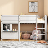 Household bed, children's bed, bunk bed, with two boards, anti-graffiti, with small shelf, 90*190cm, white_2